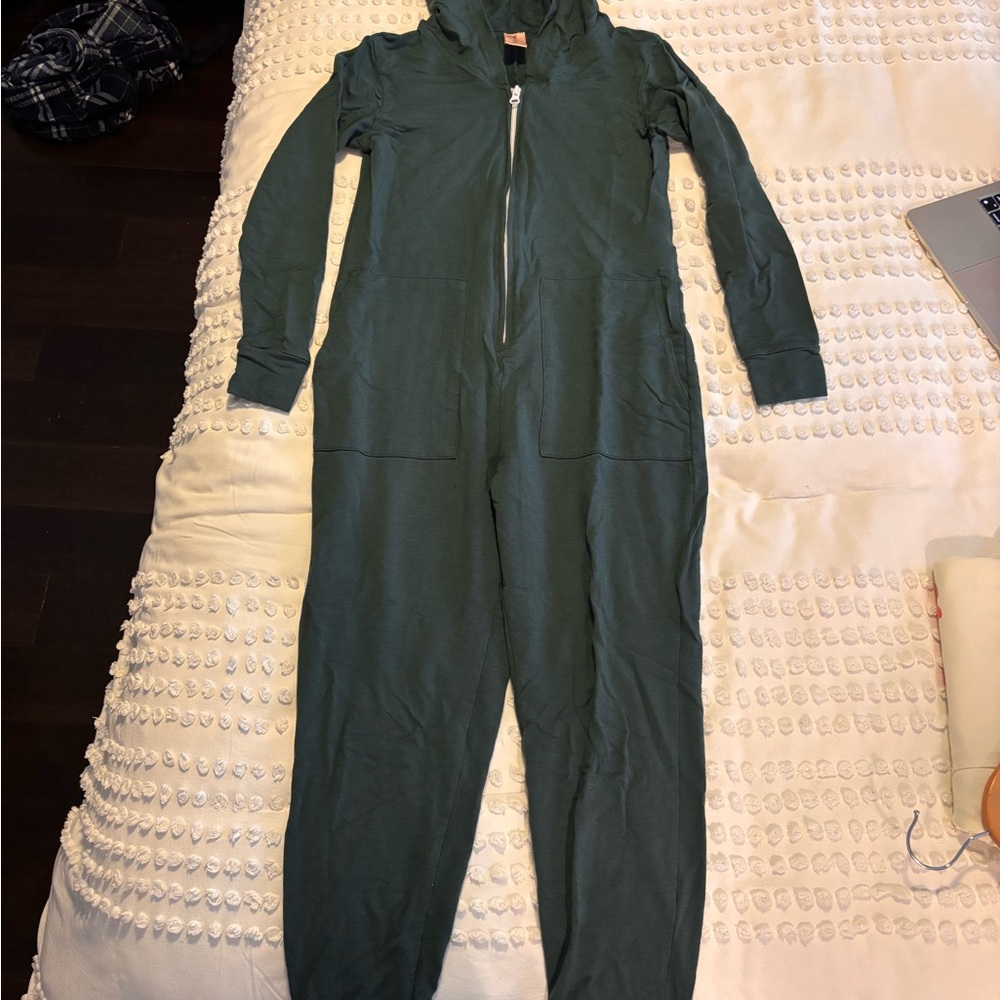 Smash + Tess Olive Hooded Jumpsuit with Pink Label